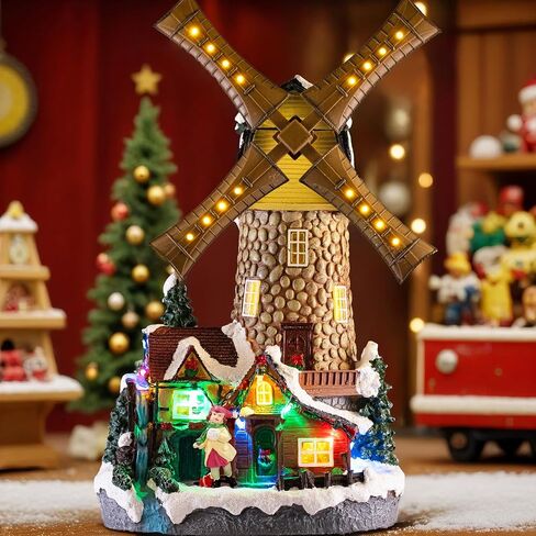 COSIEST Christmas Village House, Christmas Candy House and Trees, 10.4" H Size Polyresin, Lighted LED and Music, Christmas Collectible Buildings Decoration for Indoor Room (Batteries NOT Included) in Saudi Arabia