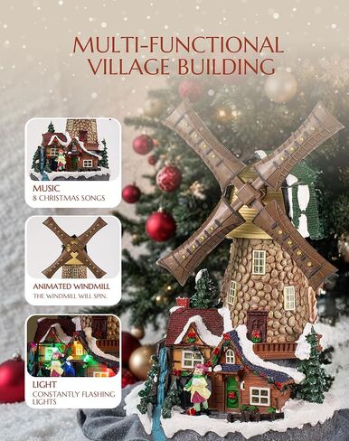 COSIEST Christmas Village House, Christmas Candy House and Trees, 10.4" H Size Polyresin, Lighted LED and Music, Christmas Collectible Buildings Decoration for Indoor Room (Batteries NOT Included) in Saudi Arabia