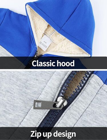 Gihuo Unisex Boy's Girl's Hoodie Sherpa Lined Jacket Zip Up Fleece Hooded Sweatshirt Winter Warm Coat Outerwear 4-12Y in Kuwait