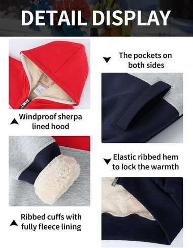 Gihuo Unisex Boy's Girl's Hoodie Sherpa Lined Jacket Zip Up Fleece Hooded Sweatshirt Winter Warm Coat Outerwear 4-12Y in Kuwait