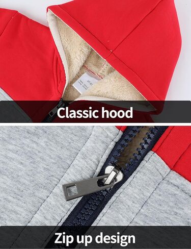 Gihuo Unisex Boy's Girl's Hoodie Sherpa Lined Jacket Zip Up Fleece Hooded Sweatshirt Winter Warm Coat Outerwear 4-12Y in Kuwait