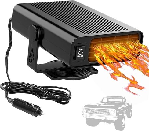 Portable Car Heater, 12V 150W Car Defroster Windshield Defogger Dryer 360-degree Rotation Heater Fan,2 in 1 Car Heater Fast Heating & Cooling & Air Purify Plug in Cigarette Lighter for All Car in Saudi Arabia