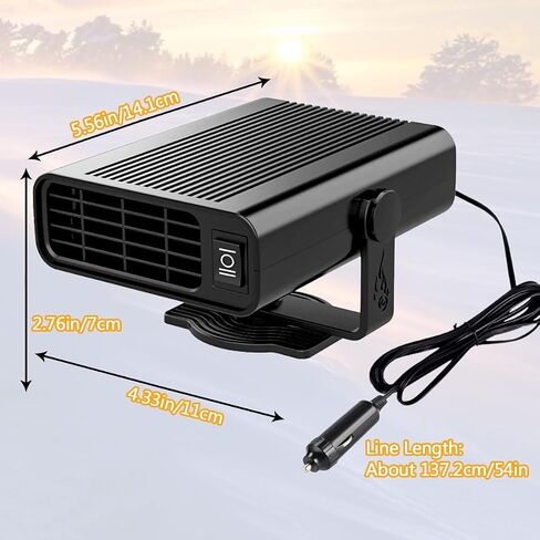 Portable Car Heater, 12V 150W Car Defroster Windshield Defogger Dryer 360-degree Rotation Heater Fan,2 in 1 Car Heater Fast Heating & Cooling & Air Purify Plug in Cigarette Lighter for All Car in Saudi Arabia