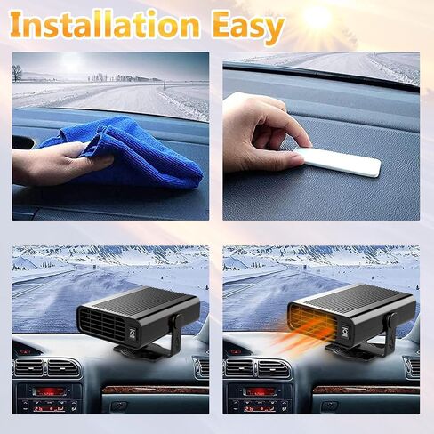 Portable Car Heater, 12V 150W Car Defroster Windshield Defogger Dryer 360-degree Rotation Heater Fan,2 in 1 Car Heater Fast Heating & Cooling & Air Purify Plug in Cigarette Lighter for All Car in Saudi Arabia