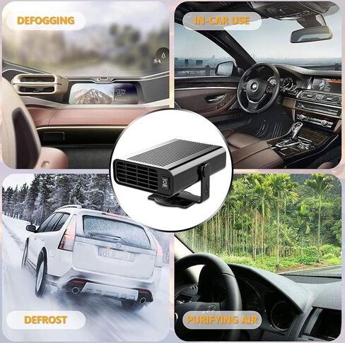 Portable Car Heater, 12V 150W Car Defroster Windshield Defogger Dryer 360-degree Rotation Heater Fan,2 in 1 Car Heater Fast Heating & Cooling & Air Purify Plug in Cigarette Lighter for All Car in Saudi Arabia