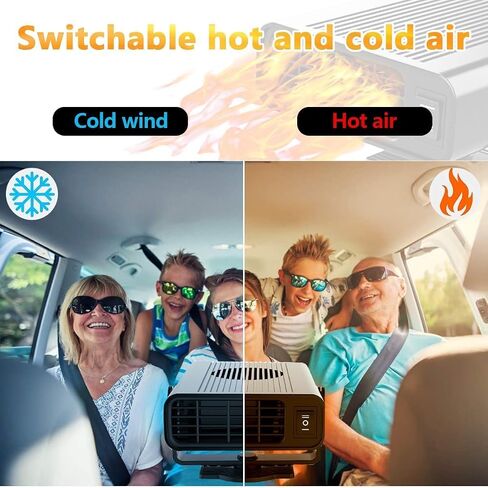 Portable Car Heater, 12V 150W Car Defroster Windshield Defogger Dryer 360-degree Rotation Heater Fan,2 in 1 Car Heater Fast Heating & Cooling & Air Purify Plug in Cigarette Lighter for All Car in Saudi Arabia