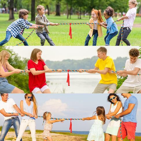 Hxezoc Field Day Tug of War Rope for Kids and Adults, Outdoor Lawn Yard Family Reunion Birthday Games, Team Building Games for Carnival Party, Outside Backyard Camping Picnic Party, School Party in Saudi Arabia