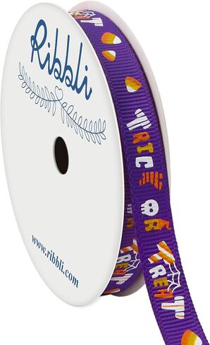 شريط Ribbli Grosgrain Halloween، شريط شبح الهالوين يستخدم للحرف اليدوية، تغليف الهالوين، ديكور المنزل، 3/8 بوصة × 10 ياردات، أسود/أبيض in Kuwait