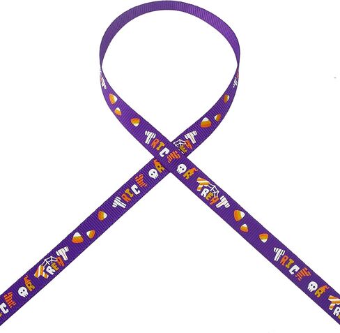 شريط Ribbli Grosgrain Halloween، شريط شبح الهالوين يستخدم للحرف اليدوية، تغليف الهالوين، ديكور المنزل، 3/8 بوصة × 10 ياردات، أسود/أبيض in Kuwait