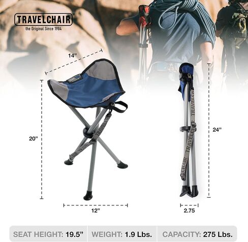 Travel Chair C-Series Slacker™ Folding Tripod, Portable Chair for Outdoor Adventures, Lighter Version of The Original Slacker™ Stool, Black in Kuwait