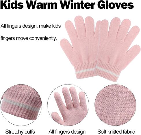 Girls Winter Cat Ear Beanie Hat and Gloves Set Kids Knitted Earflap Cap Mitten Set for Ages 3-7 in Kuwait