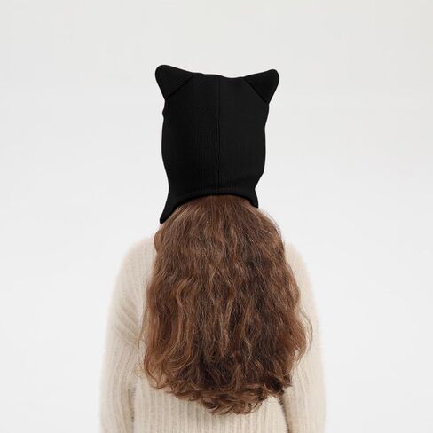 Girls Winter Cat Ear Beanie Hat and Gloves Set Kids Knitted Earflap Cap Mitten Set for Ages 3-7 in Kuwait