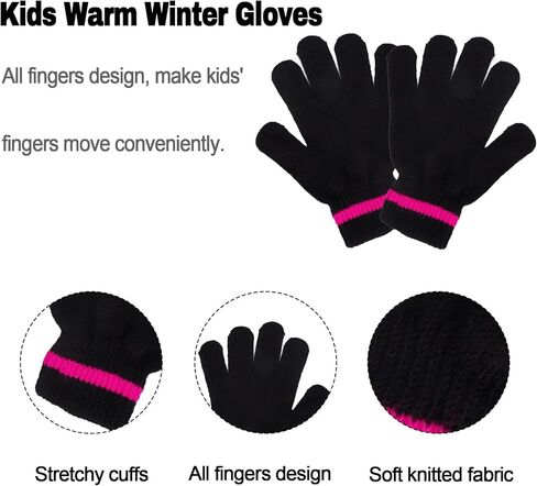 Girls Winter Cat Ear Beanie Hat and Gloves Set Kids Knitted Earflap Cap Mitten Set for Ages 3-7 in Kuwait