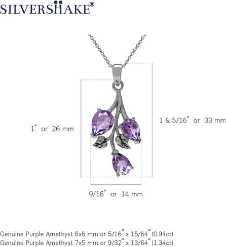 Silvershake Pear Shape Birthstone Gemstone Antique Finishing 925 Sterling Silver Leaf Vintage Inspired Pendant with 18 Inch Chain Necklace Jewelry for Women in Saudi Arabia