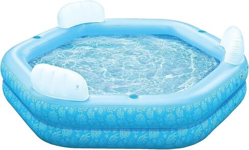 Blue Inflatable Swimming Pool,Oversized 88" x 83" x 23" Thickened Inflatable Pool for Kids,Swimming Pool for Kids & Adults,Inflatable Pool and Swimming Pool for Outdoor, Garden, Backyard, Water Party in Kuwait
