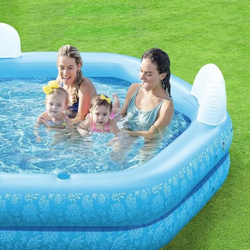 Blue Inflatable Swimming Pool,Oversized 88" x 83" x 23" Thickened Inflatable Pool for Kids,Swimming Pool for Kids & Adults,Inflatable Pool and Swimming Pool for Outdoor, Garden, Backyard, Water Party in Kuwait