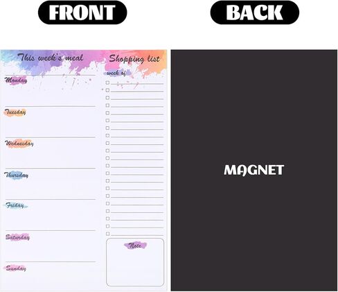 60 ورقة مخطط وجبات للثلاجة، مخطط وجبات مغناطيسي وقائمة البقالة، مخطط وجبات أسبوعي غير مؤرخ مع قائمة تسوق قابلة للتمزيق لتخطيط الوجبات والتسوق المريح، حبر ملون مقاس 7 × 10 بوصة in Kuwait