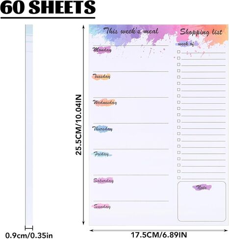 60 ورقة مخطط وجبات للثلاجة، مخطط وجبات مغناطيسي وقائمة البقالة، مخطط وجبات أسبوعي غير مؤرخ مع قائمة تسوق قابلة للتمزيق لتخطيط الوجبات والتسوق المريح، حبر ملون مقاس 7 × 10 بوصة in Kuwait