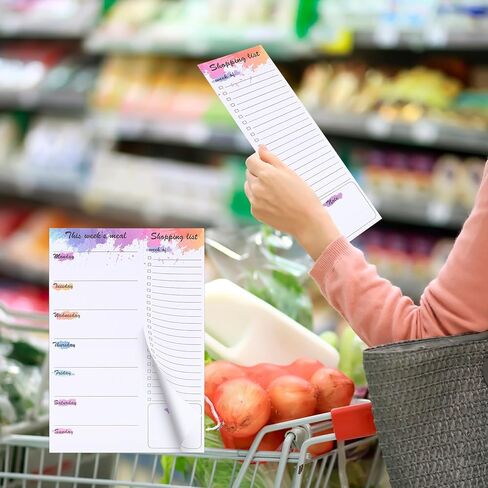 60 ورقة مخطط وجبات للثلاجة، مخطط وجبات مغناطيسي وقائمة البقالة، مخطط وجبات أسبوعي غير مؤرخ مع قائمة تسوق قابلة للتمزيق لتخطيط الوجبات والتسوق المريح، حبر ملون مقاس 7 × 10 بوصة in Kuwait
