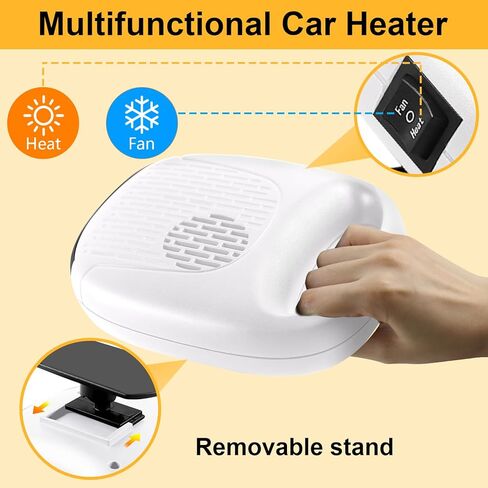 سخان سيارة سخان محمول لسخان 12 فولت يتم توصيله بولاعة السجائر للزجاج الأمامي للسيارة 2 في 1 مزيل الضباب بقدرة 130 وات in Kuwait