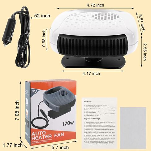 سخان سيارة سخان محمول لسخان 12 فولت يتم توصيله بولاعة السجائر للزجاج الأمامي للسيارة 2 في 1 مزيل الضباب بقدرة 130 وات in Kuwait