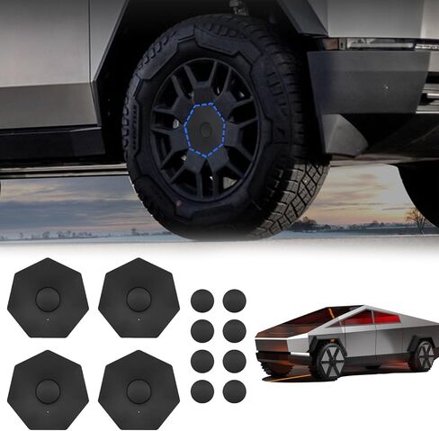 4 Pcs Full Coverage Wheel Center Caps for Tesla Cybertruck 8 PCS Lug Nut Covers 2024 Abs Center Hub Cover - Wheel Decoration Hubcaps Cybertruck Exterior Accessories Easy Installation Black in Saudi Arabia
