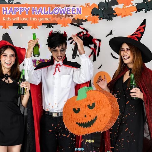 4 Pcs Halloween Pumpkin Pinata Set Paper Hanging Decoration Include 2 Pcs 16 Inch Tassel Pinata and 2 Pcs Sticks Halloween Outside Accessory for Carnival Birthday Party Indoor Outdoor Decoration in Saudi Arabia