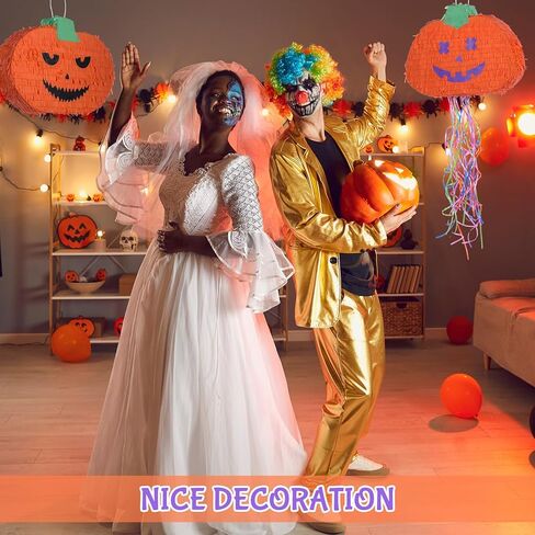 4 Pcs Halloween Pumpkin Pinata Set Paper Hanging Decoration Include 2 Pcs 16 Inch Tassel Pinata and 2 Pcs Sticks Halloween Outside Accessory for Carnival Birthday Party Indoor Outdoor Decoration in Saudi Arabia