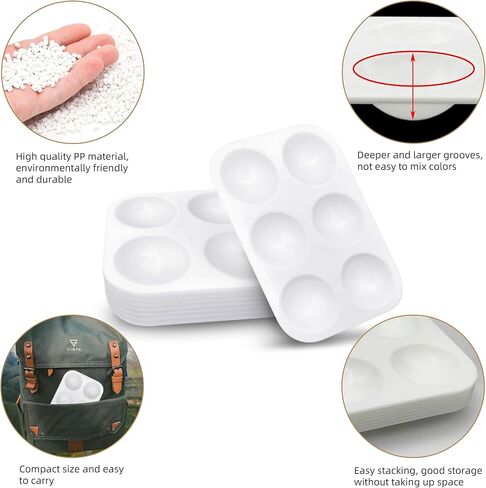 25 PCS White Plastic Paint Tray Palettes, 6 Well Rectangular Watercolor Oil Palette for Kids, Adult, Student Artist Craft Palettes,Painting Tray for Painting Party, DIY Craft and Art Painting in Saudi Arabia