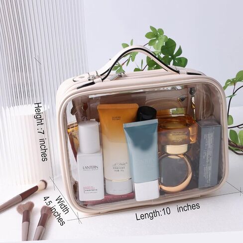 traveling toiletry Case large clear cosmetics case makeup bag (Beige, Small) in Kuwait