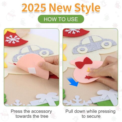 yazi 3ft DIY Felt Christmas Tree Set with Light + Santa Claus Advent Calendar, 2025New Toddler Felt Christmas Tree Xmas Wall Hanging Decorations DIY Christmas Tree for Kids Felt Craft Kits in Saudi Arabia