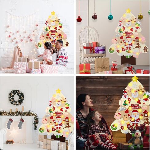 yazi 3ft DIY Felt Christmas Tree Set with Light + Santa Claus Advent Calendar, 2025New Toddler Felt Christmas Tree Xmas Wall Hanging Decorations DIY Christmas Tree for Kids Felt Craft Kits in Saudi Arabia
