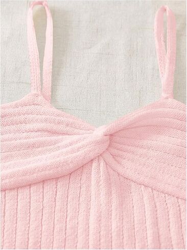 SHENHE Girl's Twist Knot Ribbed Knitwear Tank Top Sleeveless Slim Fit Cute Sweater in Saudi Arabia