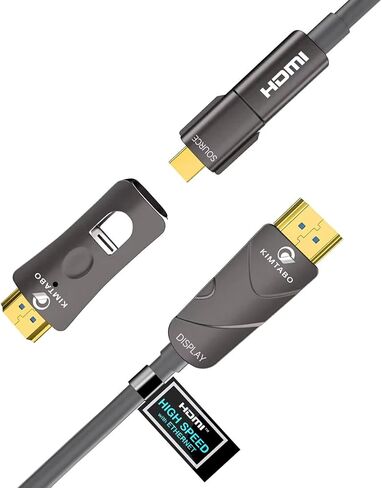 كابل HDMI من الألياف الضوئية (HDMI 2.0، 18 جيجابت في الثانية)، كابل Kimtabo HDMI إلى HDMI وMicro HDMI إلى HDMI طويل في الحائط 100 قدم، سرعة فائقة 4K 60 هرتز 444، HD، HDR10، ARC، ثلاثي الأبعاد، نحيف للكمبيوتر المحمول، الكاميرا، PS4، جهاز عرض، تلفزيون in Kuwait