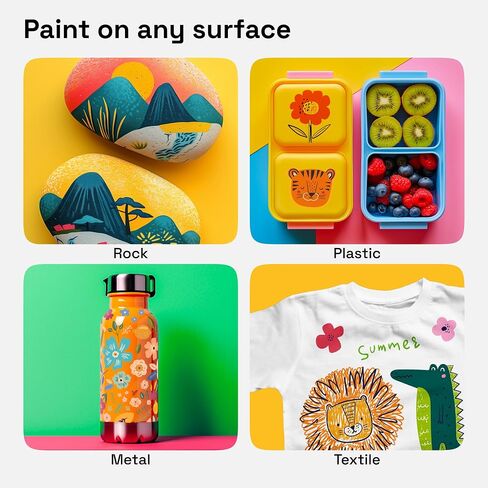 ARTISTRO 24 Acrylic Paint Markers for Fabric, Rocks, Paper, Wood, Canvas, Glass, DIY - Safe for Kids Dual Tip Acrylic Paint Pens (Dual Tip Dot + Brush, 24) in Saudi Arabia