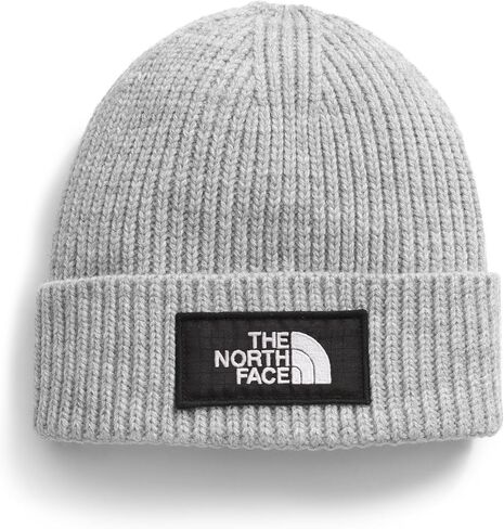 THE NORTH FACE TNF Logo Box Cuffed Beanie, TNF Light Grey Heather/30 Year Him, One Size Regular in Saudi Arabia