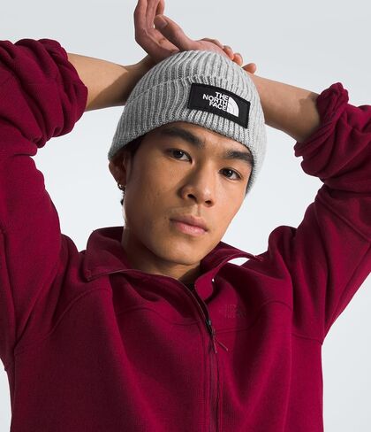 THE NORTH FACE TNF Logo Box Cuffed Beanie, TNF Light Grey Heather/30 Year Him, One Size Regular in Saudi Arabia