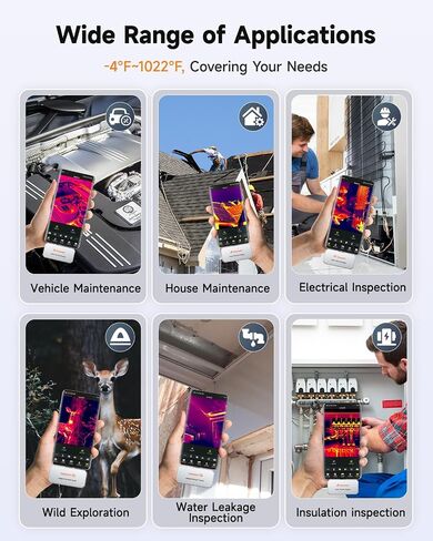 كاميرا FOXWELL RT100 الحرارية للهواتف الذكية التي تعمل بنظام Android، كاميرا تصوير حراري بدقة 256 × 192 بالأشعة تحت الحمراء، تصوير حراري لفحص تسرب المنزل/السيارات، دقة درجة حرارة محسنة، معدل إعادة الإطار 25 هرتز in Kuwait