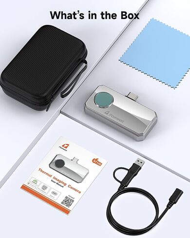 كاميرا FOXWELL RT100 الحرارية للهواتف الذكية التي تعمل بنظام Android، كاميرا تصوير حراري بدقة 256 × 192 بالأشعة تحت الحمراء، تصوير حراري لفحص تسرب المنزل/السيارات، دقة درجة حرارة محسنة، معدل إعادة الإطار 25 هرتز in Kuwait