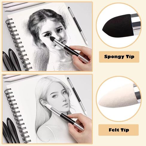 12Pcs Sketch Blending Sponge Pens, Double Headed, Washable & Reusable, Blending Stump Drawing Art Blenders for Artists, Student, Ideal for Highlighting, Shadowing, Detailing, and Correcting Drawings in Saudi Arabia