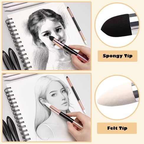 12Pcs Sketch Blending Sponge Pens, Double Headed, Washable & Reusable, Blending Stump Drawing Art Blenders for Artists, Student, Ideal for Highlighting, Shadowing, Detailing, and Correcting Drawings in Saudi Arabia