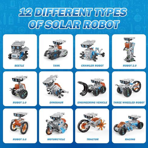 AESGOGO 12-in-1 Electric Robot Kit, STEM Projects Toys for Kids Age 8-12 Birthday Gifts, DIY Building Science Experiment Kit Battery Powered Education for Boys Girls Aged 8 9 10 11 12 13 14 Years Old in Saudi Arabia