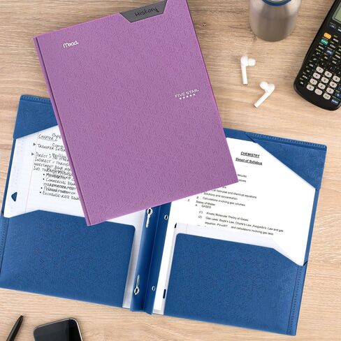 Five Star 2 Pocket Folder, Stay-Put Folder, Plastic Colored Folders with Pockets & Prong Fasteners for 3-Ring Binders, Great for Home School Supplies & Home Office, 11" x 8-1/2, Black (72113) in Saudi Arabia