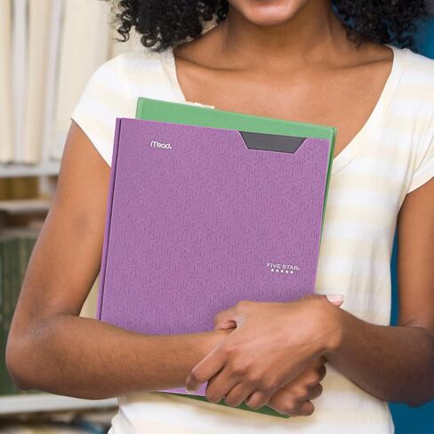 Five Star 2 Pocket Folder, Stay-Put Folder, Plastic Colored Folders with Pockets & Prong Fasteners for 3-Ring Binders, Great for Home School Supplies & Home Office, 11" x 8-1/2, Black (72113) in Saudi Arabia
