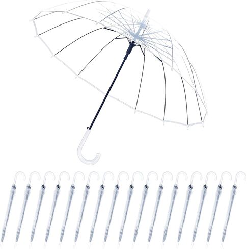 12 Pcs Umbrella Wedding Style Stick Umbrellas Large Windproof Bubble Umbrellas Rain Umbrellas with J Hook Handle for Bride Groom Gift in Kuwait