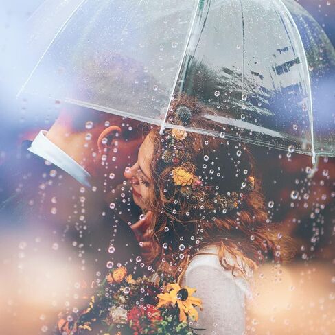 12 Pcs Umbrella Wedding Style Stick Umbrellas Large Windproof Bubble Umbrellas Rain Umbrellas with J Hook Handle for Bride Groom Gift in Kuwait