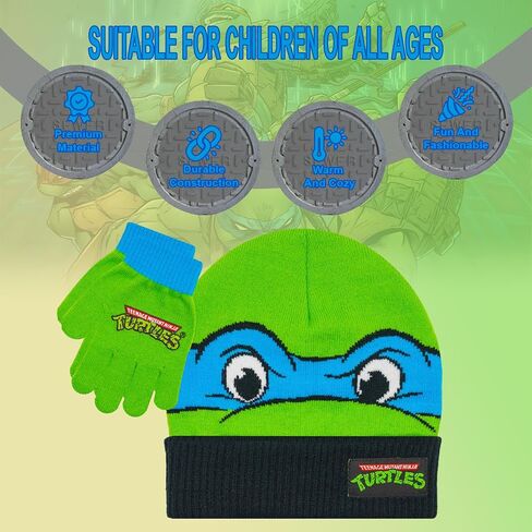 Teenage Mutant Ninja Turtles Boys Winter Hat Ages 4-12 with Winter Gloves – Boys TMNT Winter Hat and Glove Set in Saudi Arabia