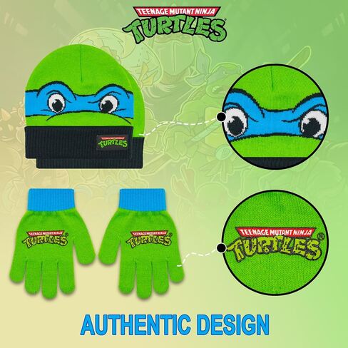Teenage Mutant Ninja Turtles Boys Winter Hat Ages 4-12 with Winter Gloves – Boys TMNT Winter Hat and Glove Set in Saudi Arabia