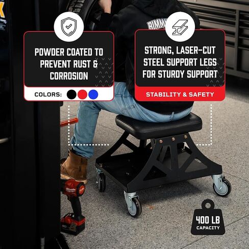 Vyper Low Pro Detailing/Automotive/DIY Garage/Shop Stool with Removable Seat (Black Seat, Black Frame) in Saudi Arabia