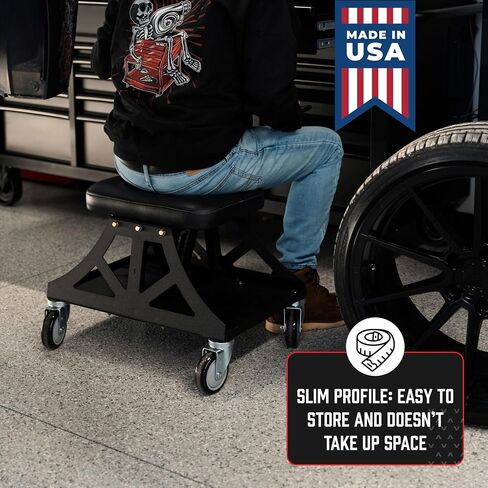 Vyper Low Pro Detailing/Automotive/DIY Garage/Shop Stool with Removable Seat (Black Seat, Black Frame) in Saudi Arabia